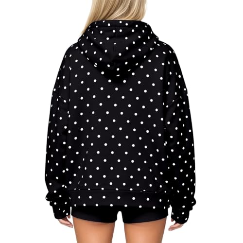 Polka Dot Hoodie Women Crew Neck Oversized Hoodie Long Sleeve Polka Dot Top - image 5