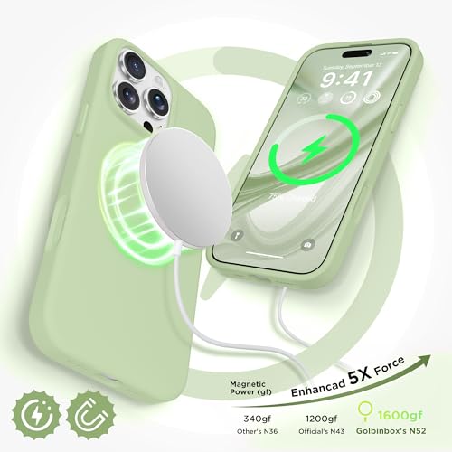 Image of GolbinBox Magnetic for iPhone 16 Pro Case, Silicone Cover, Green