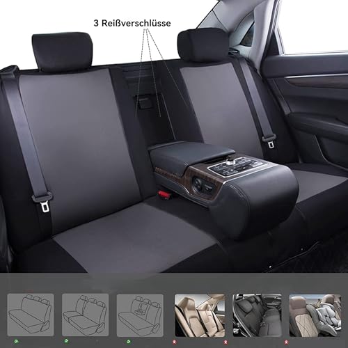 UUE Autositzbezüge Universal Fit Komplettset, Sitzbezüge Auto Universal Set (Vollständige Reihe, Grau und Schwarz), Auto-Schonbezüge für Normalsitze, 2 Vordersitzbezüge, 1 Rücksitzbezug