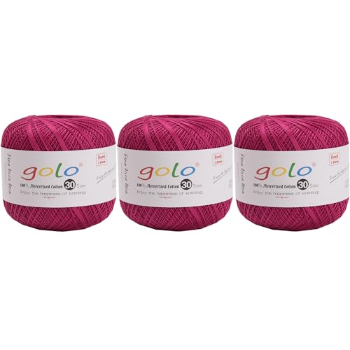 Image of golo 3 Balls Crochet Thread Size 30 Embroidery Thread Yarn for Hand Kniting Yarn for Tatting 045