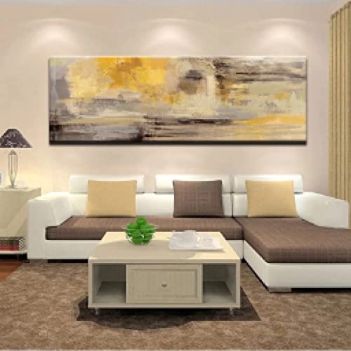 Décoration murale grand format moderne tableau jaune abstrait vertical pour grand mur - 3