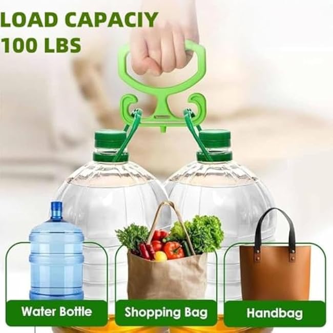 2-Piece Heavy Duty Handle Holder Carrier - 100lb Capacity, Ergonomic Grocery Bag Holder with Comfort Grip, Multi-Surface Utility for Shopping, Camping & Home Use (Orange) (Green)