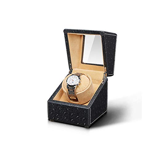 Preisvergleich Produktbild AWJ Automatic Single Uhrenbeweger für 1 Armbanduhrengehäuse Ultra-Quiet Rotation Batteriebetrieben oder Netzteil Für Männer und Frauen,Maschinenpark,Schwarz