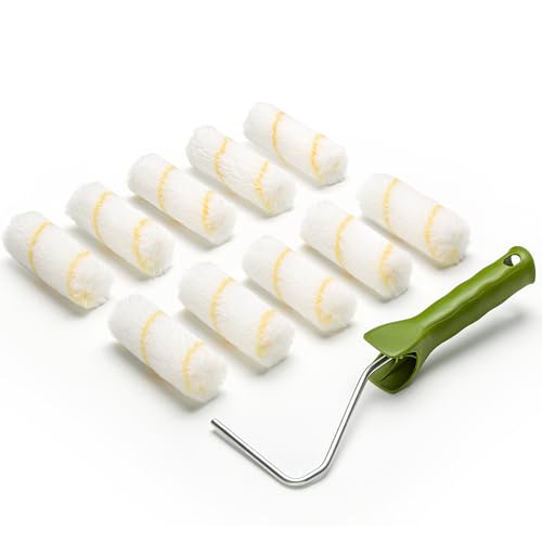 Colorus Farbroller Set 10 cm inkl. Bügel – 10x Farbwalze klein...