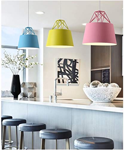 Lustre créatif E27 en fer rouge avec hauteur réglable pour plafond