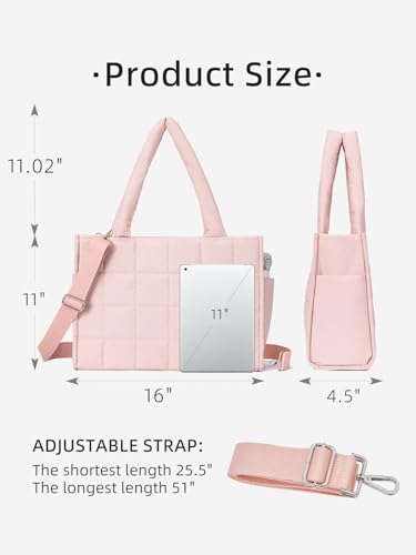 Image of WESTBRONCO Puffer Crossbody Bags for Women Quilted Tote Bag Puffy Weekender Overnight Bag Nylon Shoulder Handbag