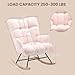 Rocking Chair Nursery Teddy, Upholstered Baby Fluffy Glider Rocker for Adults Indoor, Comfy Sherpa Compact Nursing Chairs for Small Spaces, Living Room, Classroom, Bedroom, Pink