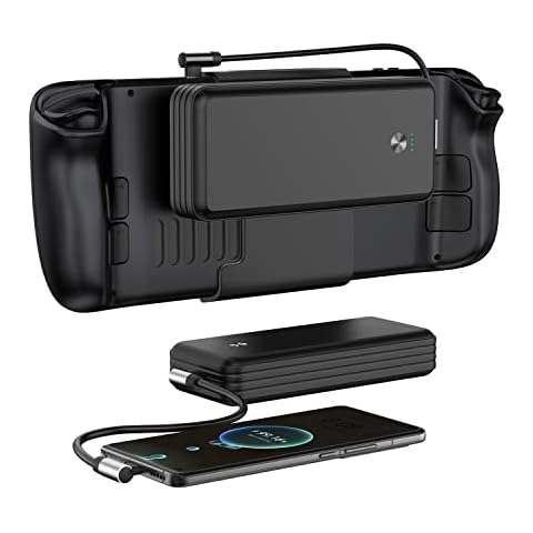 Antank Power Bank Compatible with Steam Deck, Magnetic 16000mAh 45W Fast PD 3.0 Fast Charging Battery Bank, Removable Back Mount & Dual USB-C Cable, For Steam Deck/Switch/Mac/Laptop/Tablets Cover