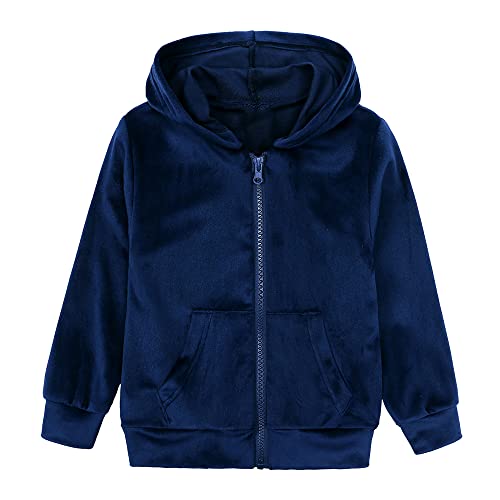 MYGBCPJS Boys Girls 2 Pcs Velour Zipper Tracksuit Sweatsuit Kids Long Sleeve Pullover Hoodie + Elastic Waist Sweatpants Set2