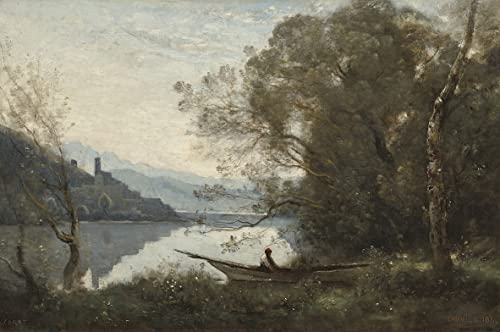 Impression d'affiches le batelier amarré Jean Baptiste Camille Corot premium