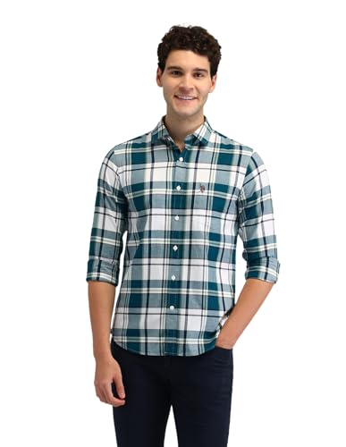 Image of U.S. Polo ASSN. Checked Tailored Fit Shirt for Men - 100% Cotton, Breathable & Comfortable, Full Sleeves Casual Shirt for Men