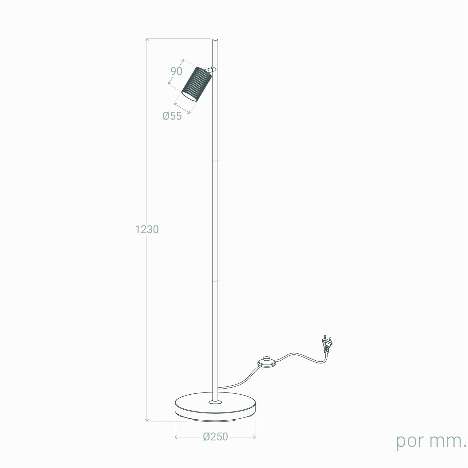 LEDKIA LIGHTING - Lámpara de Pie Aritz | Diseño Moderno en Aluminio | Compatible con Bombillas GU10 | 1230 mm de Altura | Ideal para Salón y Dormitorio; Negro