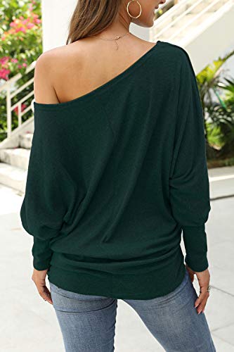 Image of Aifer Women's Off The Shoulder Tops Sexy Long Sleeve Shirts Oversized Fashion Casual Batwing Sweaters Pullover Tunic Tops