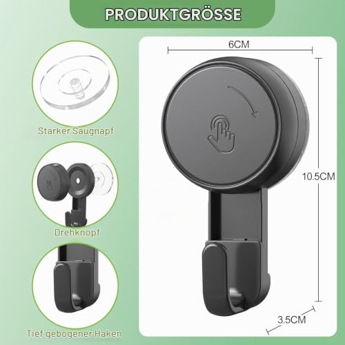 Ulinek 4-Pack Saugnapf Haken extra stark, Saughaken Bad Ohne Bohren – Ansicht 6