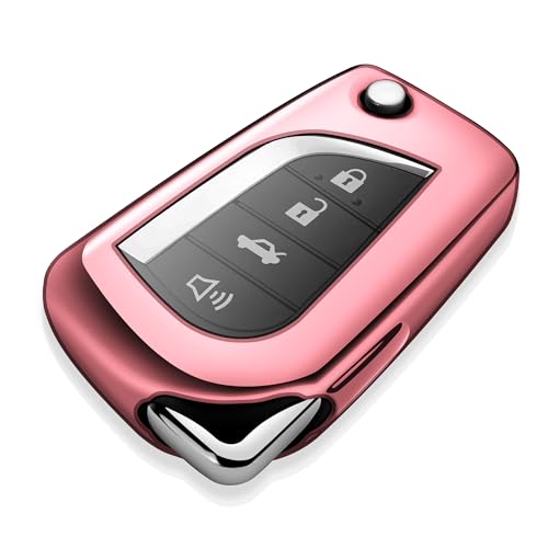 Image of Tukellen for Toyota Key Fob Cover,Special Soft TPU Key Case Cover Protector Compatible with 2018-2024 Camry SE /LE,2020-2025 RAV4 LE,Corolla SE /LE Smart Key-(Pink)