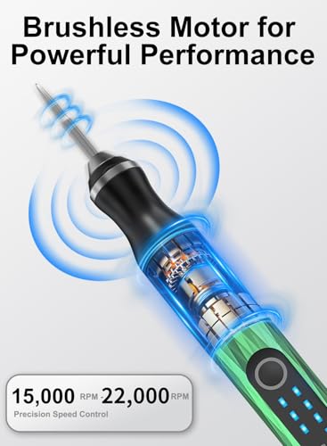 Image of Upgraded Electric Engraving Pen, 37 Bits, 3-Speed Adjustable, USB Rechargeable, Cordless Rotary Tool for 50+ Surfaces - Perfect for DIY Crafts & Personalization - Ideal Valentine's Day Gift -Green
