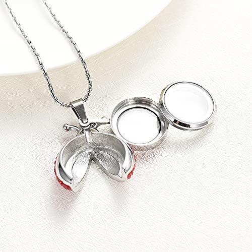 constantlife Cremation Jewelry Ladybug Urn Necklace for Ashes Transparent Round Glass Locket Ash Holder Keepsake Crystal Beetle Memorial Pendant for Human Pet 6