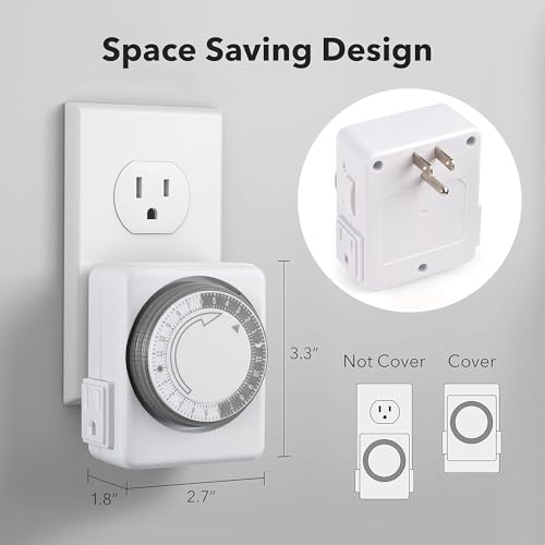 image for HBN Outlet Timer for Electrical Outlets Indoor, 24 Hour Mechanical Lig
