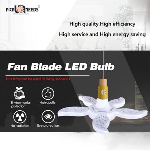 Image of Pick Ur Needs B22 Foldable LED Blade Light Fan Bulb, 60 Watt, Super Bright Angle Adjustable Home Ceiling Lights, Cool White Light (P2)