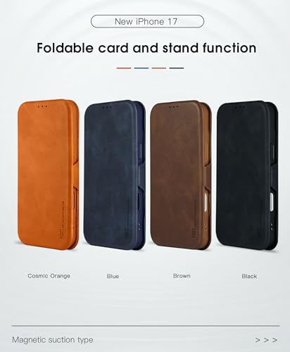 Image of BOUNCEBACK Vegan Leather Magnectic Closure Flip Flap Wallet Back Case Cover for iPhone 16 - Brown