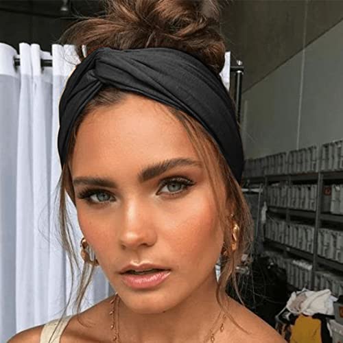 Image of DRESHOW 8 Pack Headbands for Women Yoga Knotted Headbands Elastic Criss Cross Hair Accessories Sports Head Wrap Non Slip