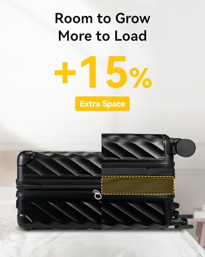 LUGGEX Luggage with Spinner Wheels, Polycarbonate Expandable Hard Shell Suitcase, Carry On 20 Inch, Shadow Black2