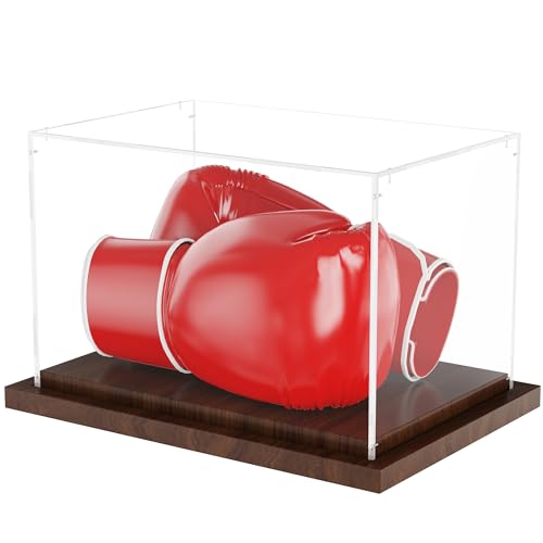 VGMiu Boxing Glove Display Case with Wood Base Clear Acrylic Display Case Box for Boxing Glove Baseball Mitt Sports Collectibles Memorabilia Displays Gift for Boxing Fans