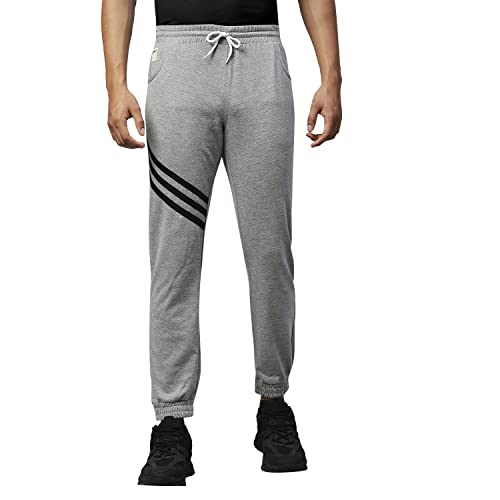 Image of Hubberholme Men's Cotton Blend Slim Fit All Season Wear Track Pants (Slant 3 Stripes Design)