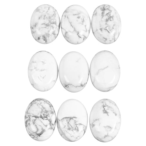 Natural White Howlite Turquoise Oval Cabochon Beads (10 Pack)