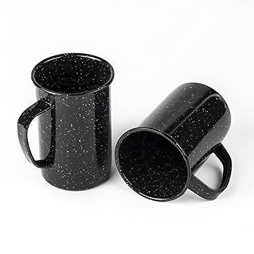 Cinsa 21 Oz Enamel Coffee Mug Set, 6 Pieces (Black Color) - Resistant Coffee Cups For Indoor & Outdoor - Picnic, Fishing, Camping, Farmhouse Kitchen, Party - Durable And Reusable #TOP4