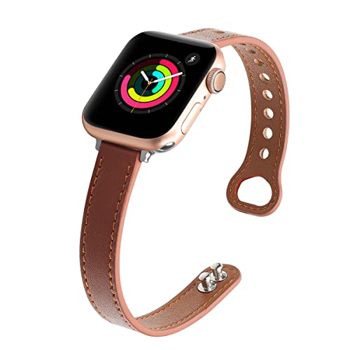 segoo Leather Band Compatible with Apple Watch Band 45mm 44mm 42mm