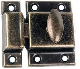 Van Dyke's Restorers Classic Stamped Steel Cabinet Latch Lock, 2 1/8" x 2 5/16", Antique Brass