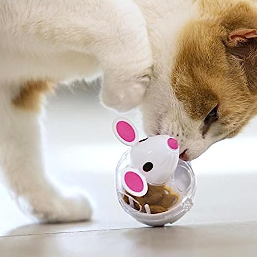 Maodom Katzen-Leckerli-Ballspender - Maus taumelt, fehlender Futterball | Lustiges kleines Katzenspielzeug, langsamer Futterspender, trainierend und interaktiv, beugt Fettleibigkeit