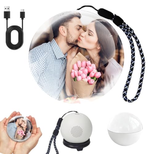 2.76 Crystal Ball Video Player 3D Memory Orb Ball Digital Display Memory Sphere Lamp with Sound Uploadable Videos & Photos Personalized Gift for Valentines Day Birthday Anniversary Christmas