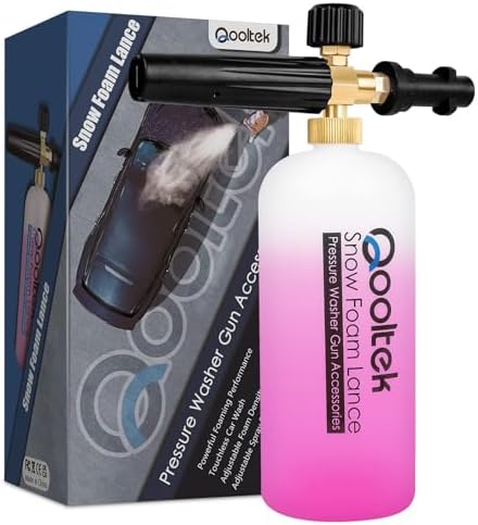 Qooltek Schaumkanone für Karcher K2-K7, Messing, 1L | Messingdüse, Schaummenge einstellbar, Autowäsche, Terrasse, K2 K3 K4 K5 K6 K7