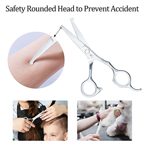6.1 Inch Kids Hair Cutting Scissors Safety Rounded Tips Haircut Scissors, K Kacakaca Professional Safe Hair Cutting Shears For Baby, Toddler, Children, Women And Men, Barber, Salon And Home Use #TOP3