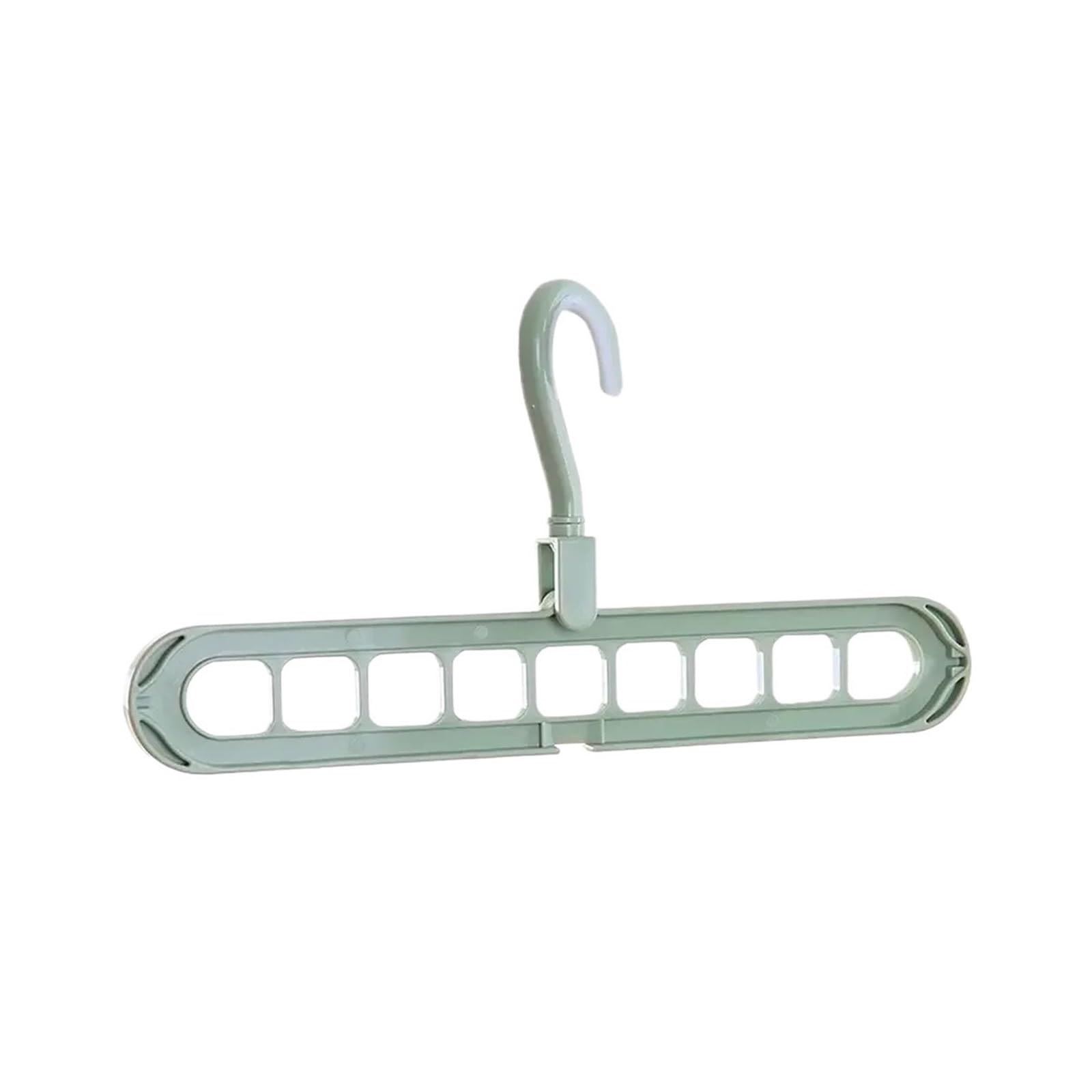 9 Hole Clothes Hanger Space Saving Drying Rack Wardrobe Storage Organizer(Green)