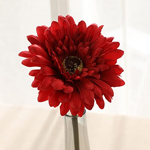 7Pcs Artificial Gerbera Daisy Red Silk Flowers Realistic Fake Daisy Flowers For Home Garden Wedding Party Decorations #TOP2
