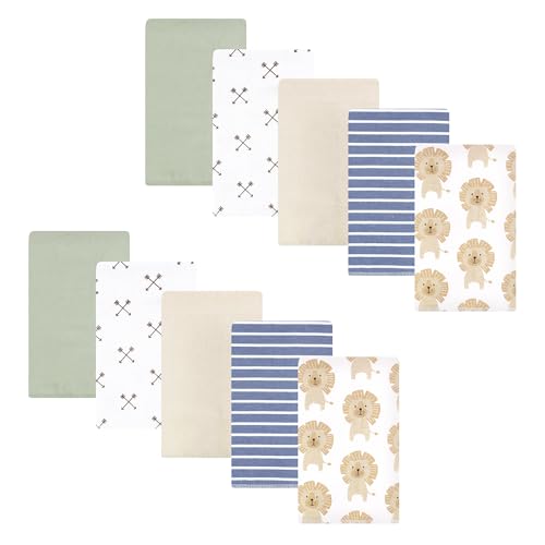 Image of Hudson Baby Unisex Baby Cotton Flannel Burp Cloths 10-Pack, Modern Lion, One Size