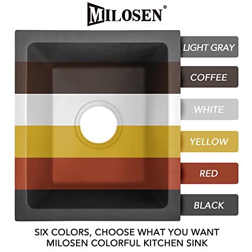 Milosen Black Bar Sink 13×15 Inch, Small Bar Prep Kitchen Sink, Undermount Bar Sink, Granite Composite Single Bowl Bar Sink, Rv Kitchen Sink, Small Camper Sink #TOP5