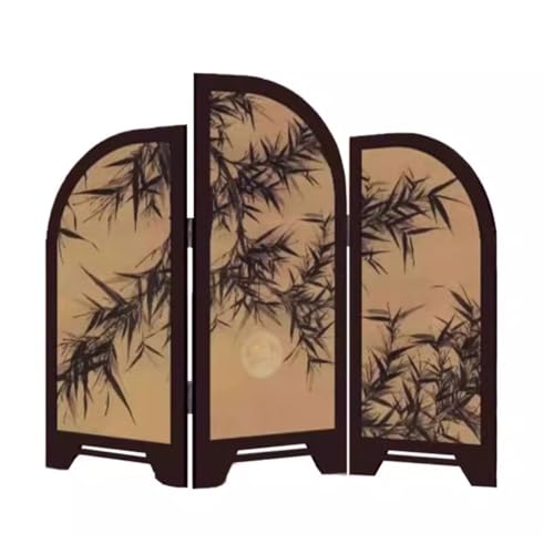 Table Screen,3 Panel Divider Desk Screen,Small Chinese Traditional Decoration,Mini Desktop Feng Shui Ornaments or Home Office New Year Decoration,Oriental Gift, Business Gift