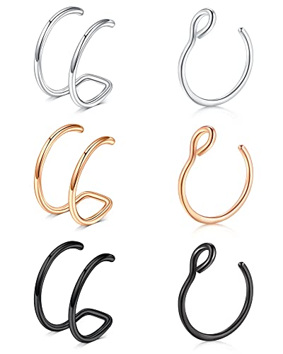 Briana Williams Fake Nose Ring Gold Fake Nose Rings for Women Clip On Fake Nose Piercing Non Piercing Faux Nose Piercing Jewelry