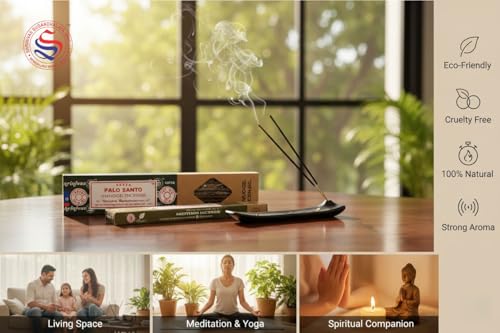 Image of Satya Smudge Incense Stick - Hand-Rolled Indian Masala Incense for Meditation, Yoga & Spiritual Cleansing Pack of 6 (Palo Santo)