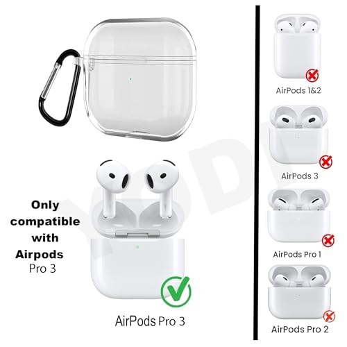 Image of YODI Case Cover for Airpods Pro|Pro 2|Airpods Pro 3|Airpods 4 Pouch, Silicone Cases with Cleaner Kit 360 Drop Protection,Shock-Resistant ((Transparent), Airpods Pro 3 (2025))