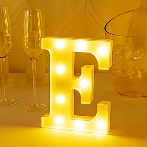 Image of Restaurantware Illumify 6.4 x 1.2 x 8.7 Inch Light Up Letter 1 Durable Marquee LED Light - Letter E Touchproof White Plastic Party Light Keyhole Slot For Parties Weddings Or Special Events
