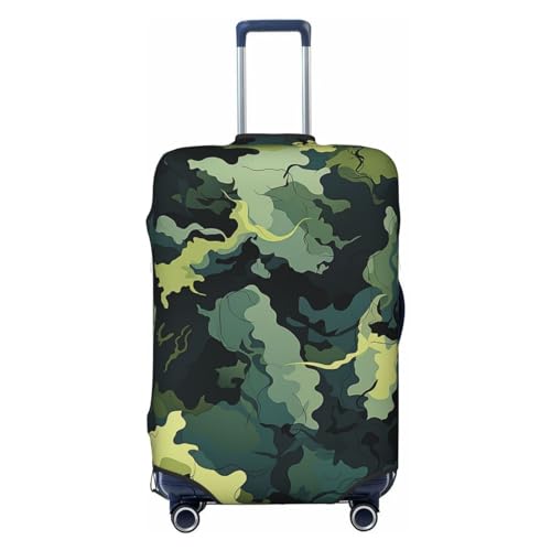 Travel Luggage Cover Black and green camouflage Spandex Suitcase Protector Washable Baggage Covers Fashion Elastic Scratch-Resistant Luggage Cover Protector Fits 18-32 Inch Luggage