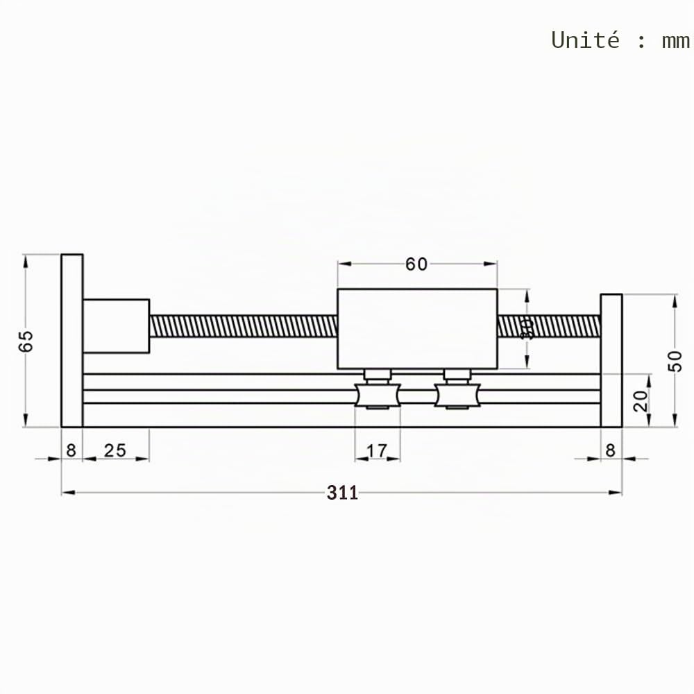 1 vis à bille SFU1605 avec moteur pas-à-pas NEMA17, longueur de course efficace de 200mm pour routeur CNC DIY Pièces X Y Z Actionneur linéaire de scène (Taille:200mm)