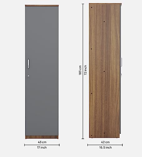 Image of COUCH CULTURE Adona Engineered Wood Wardrobe Almirah for Clothes with 1 Door | Storage Organizer | Storage Cabinet for Kitchen | Multipurpose Almirah for Bedroom, Living Room | 1 Year Warranty - Grey