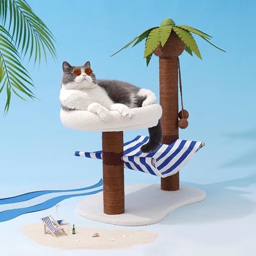 Árbol para gatos ZEZE con hamaca y cama tropical miniatura 2