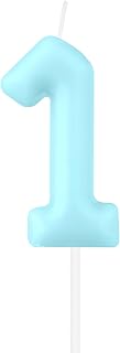 Macaron Light Blue Number 1 Candles,Light Blue First Birthday Candles,Macaron Happy Birthday Candle for Cake,Light Blue Cake Topper Decorations for Women Sweet Birthday Party Decorations